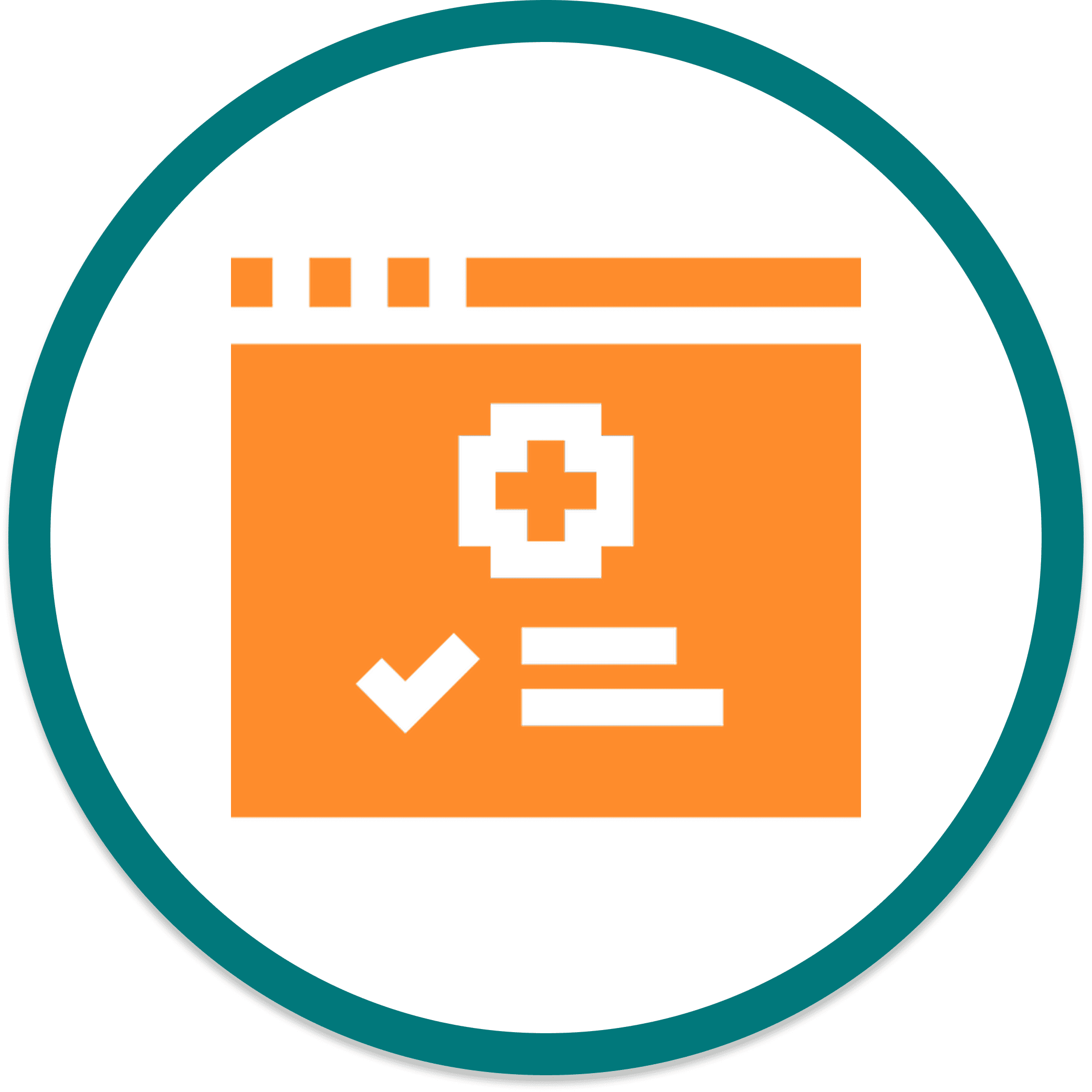 Medical website icon with checkmark and cross.