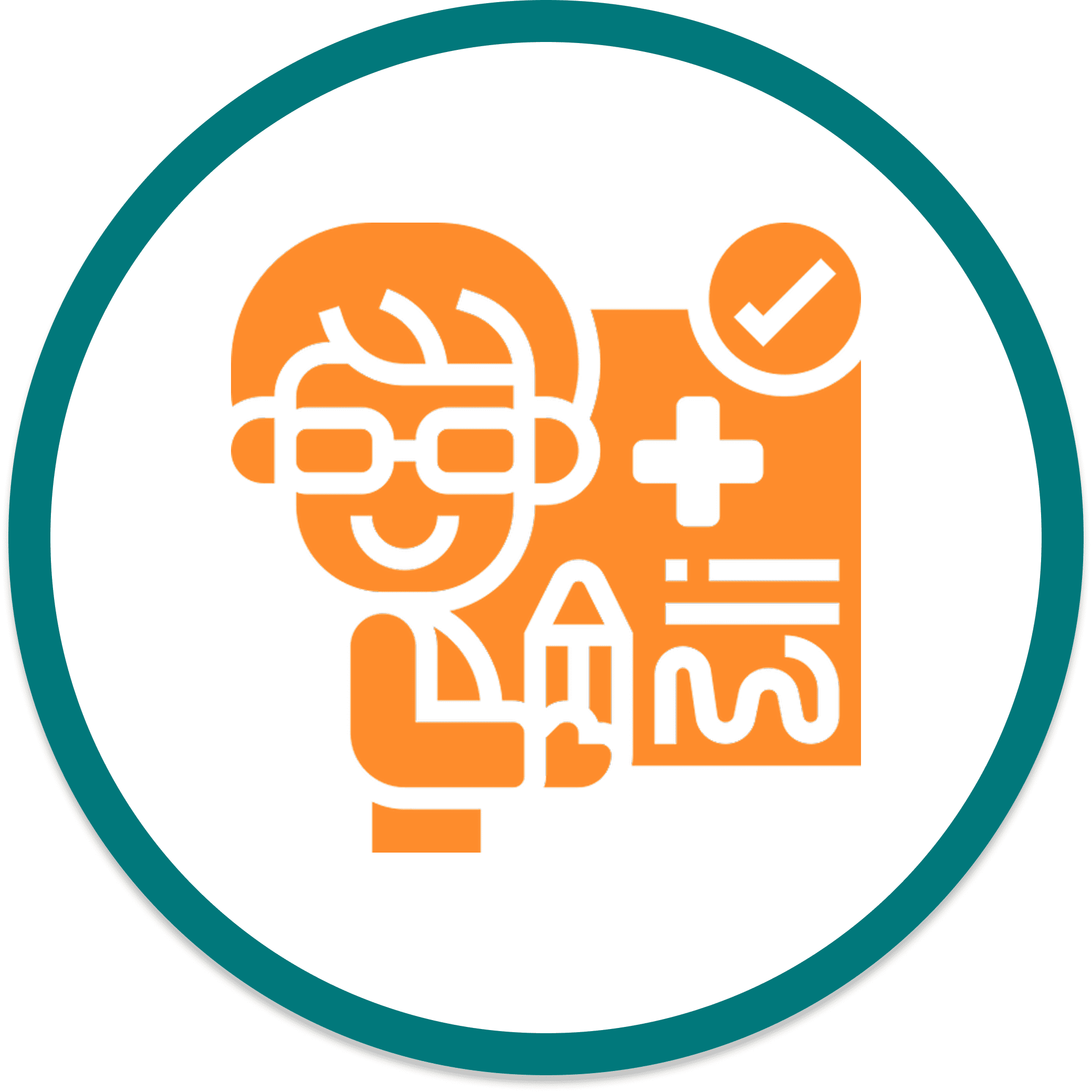 Person with clipboard and pencil icon.